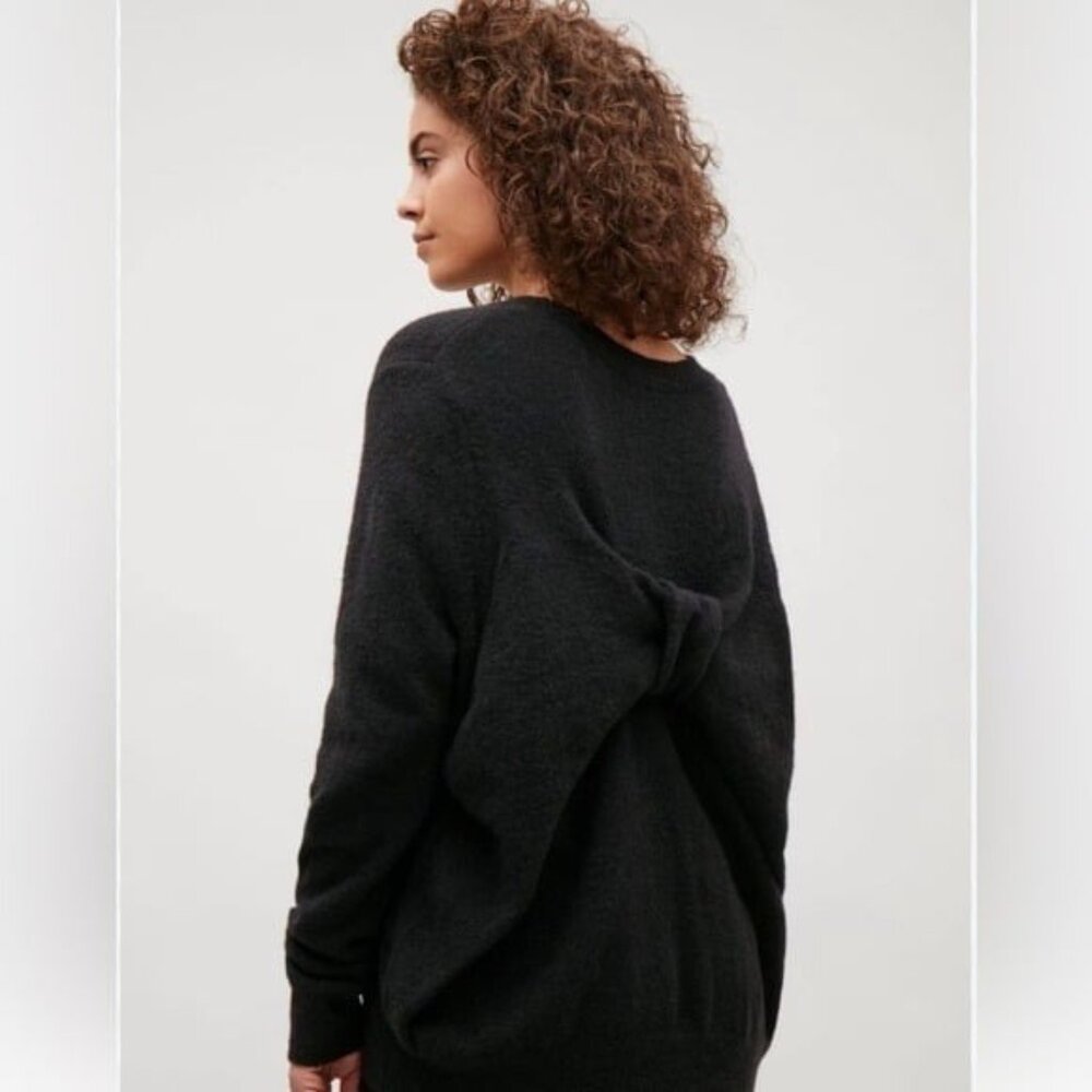 COS bow back jumper graphite wool mohair sweater size Small